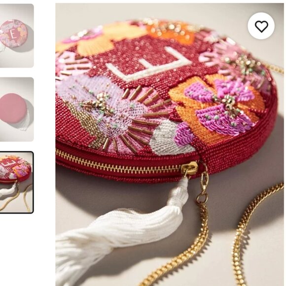 Anthropologie Holiday Monogram Embellished Pouch - Letter E - NWT - Picture 3 of 4